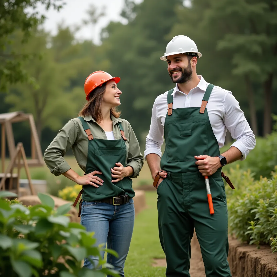 Man en vrouw aan het leiding geven in de groensector